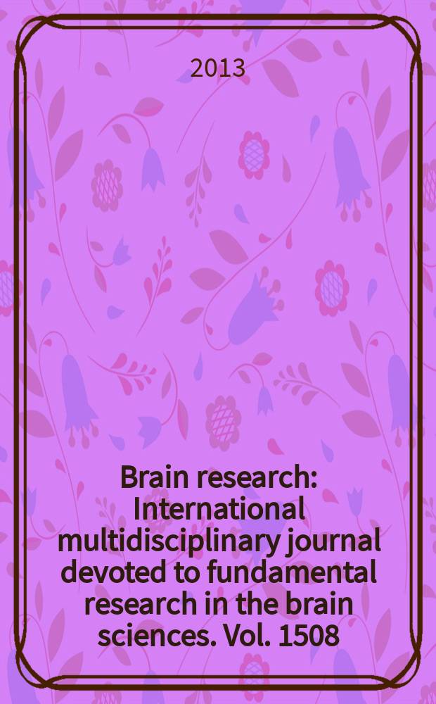 Brain research : International multidisciplinary journal devoted to fundamental research in the brain sciences. Vol. 1508