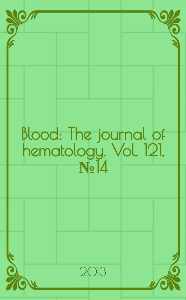 Blood : The journal of hematology. Vol. 121, № 14