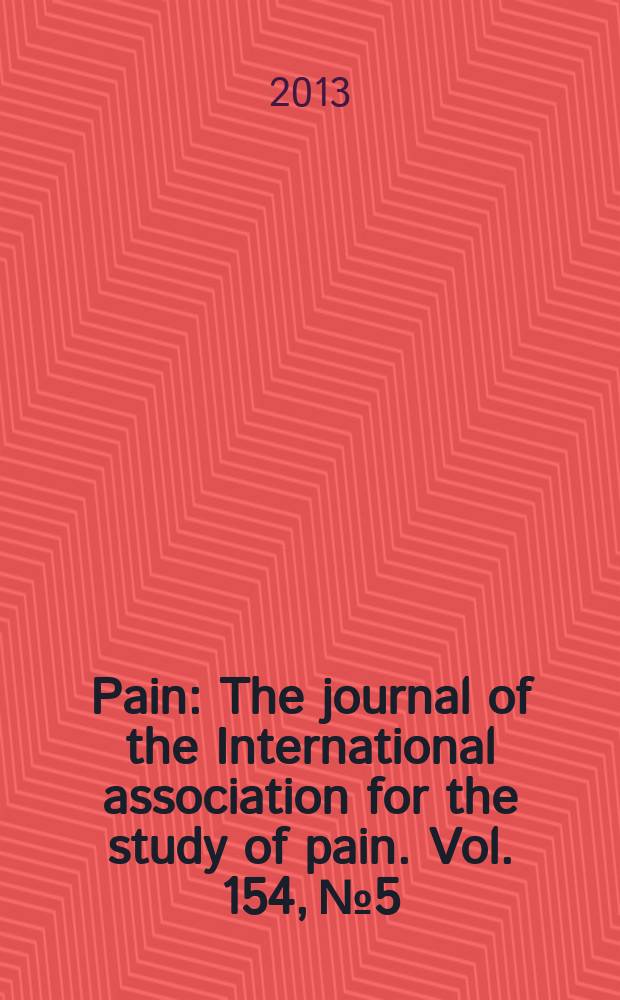 Pain : The journal of the International association for the study of pain. Vol. 154, № 5