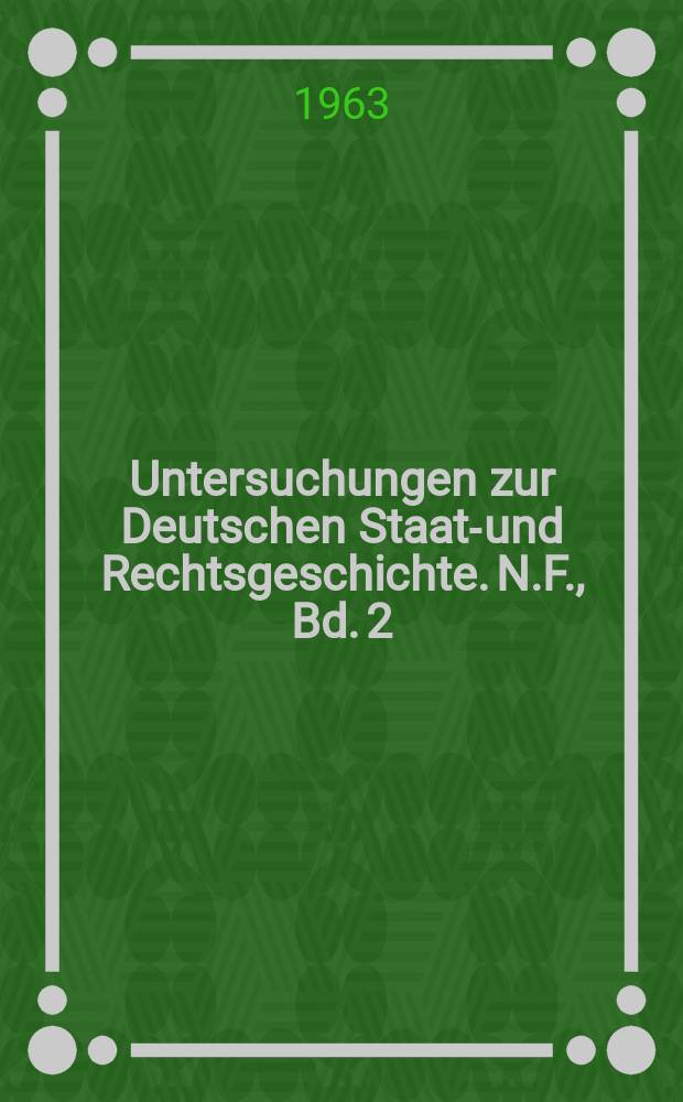 Untersuchungen zur Deutschen Staats- und Rechtsgeschichte. N.F., Bd. 2 : Die Rechts- und Einredeverzichtsformeln (renuntiationes) der deutschen Urkunden des Mittelalters vom 13. bis zum ausgehenden 15. Jahrhundert = Право и формулы отказа в немецких документах средневековья