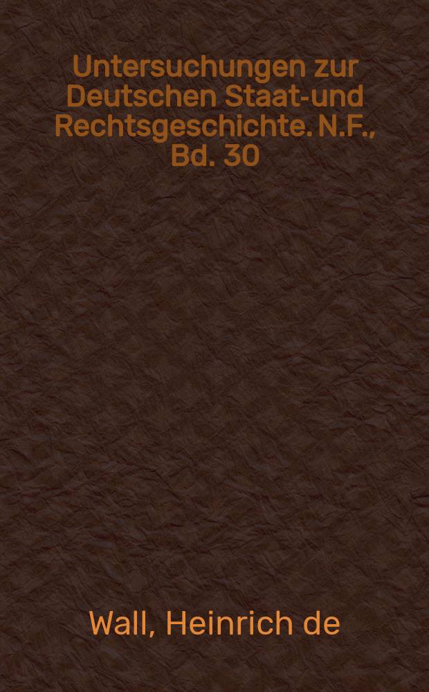 Untersuchungen zur Deutschen Staats- und Rechtsgeschichte. N.F., Bd. 30 : Die Staatslehre Johann Friedrich Horns, (ca. 1629-1665) = Учение о государстве Иоганна Фридриха Хорнса