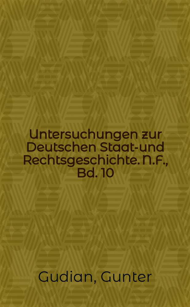 Untersuchungen zur Deutschen Staats- und Rechtsgeschichte. N.F., Bd. 10 : Ingelheimer Recht im 15. Jahrhundert = Ингелхаймское право в 15 веке