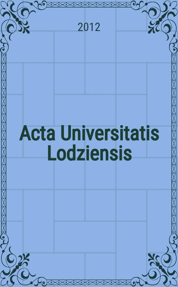 Acta Universitatis Lodziensis : Ubezpieczenia = Обеспечение