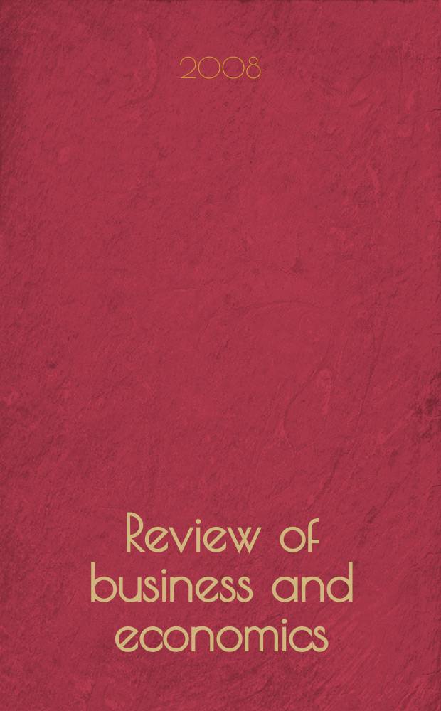 Review of business and economics : formerly known as Tijdschrift voor economie en management = Обозрение предпринимательства и экономики