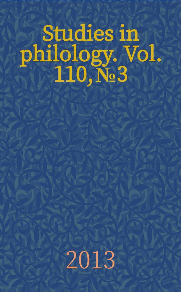 Studies in philology. Vol. 110, № 3