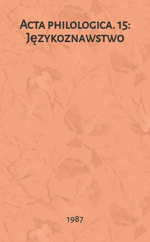 Acta philologica. 15 : Językoznawstwo