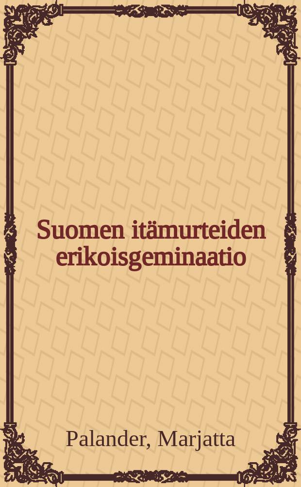 Suomen itämurteiden erikoisgeminaatio