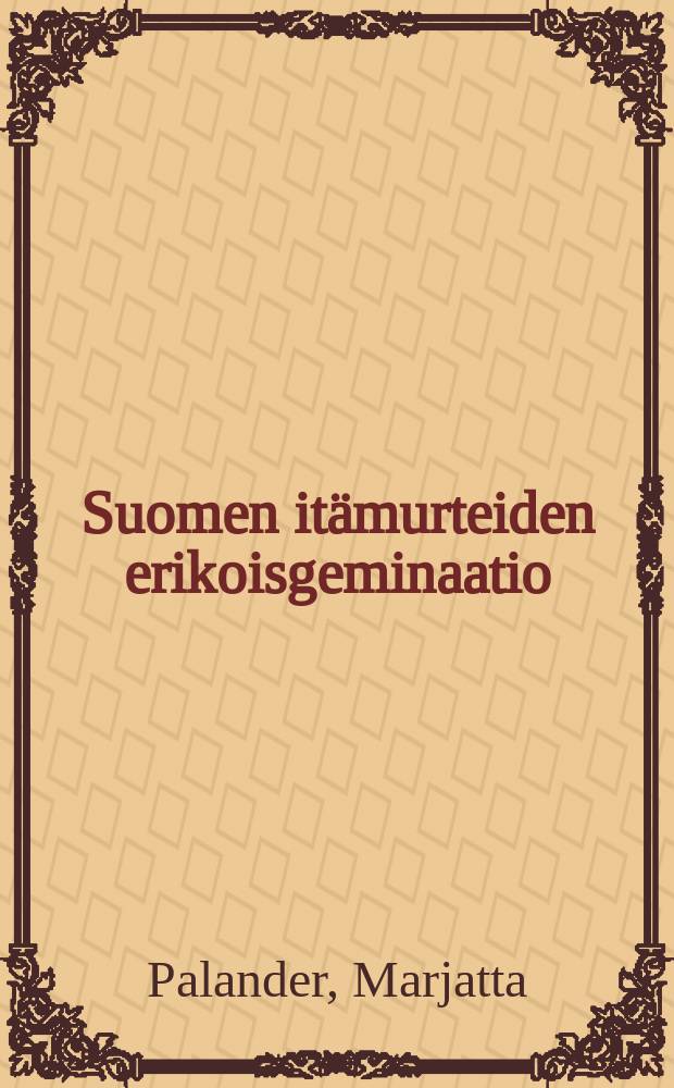 Suomen itämurteiden erikoisgeminaatio