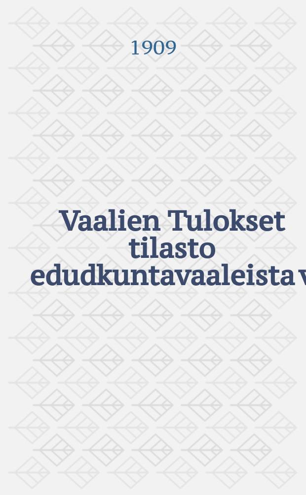 Vaalien Tulokset tilasto edudkuntavaaleista v/1 ja 3 1909 Viipurin läänin läntisessä vaalipiirissä