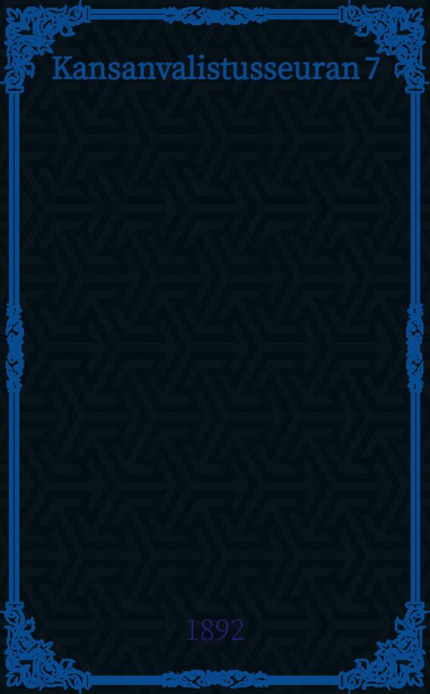 Kansanvalistusseuran 7:s yleinen laulu-ja Soittojuhla Turussa 1892 : Kilpalaulajaisessa sekä yleisissä laulujais Soittajaisissa V/20-21 p.1892