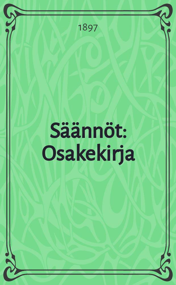 Säännöt : Osakekirja