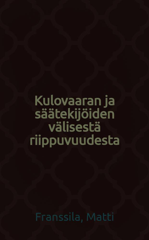 Kulovaaran ja s&auml;&auml;tekij&ouml;iden v&auml;lisest&auml; riippuvuudesta = The dependence of forest fire danger on meteorologicalfactors