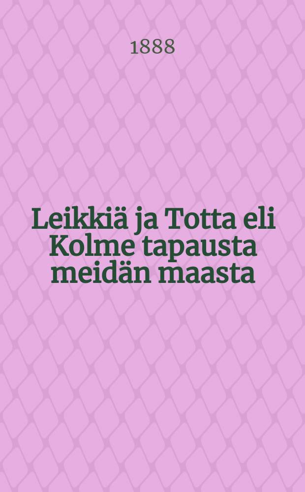 Leikkiä ja Totta eli Kolme tapausta meidän maasta