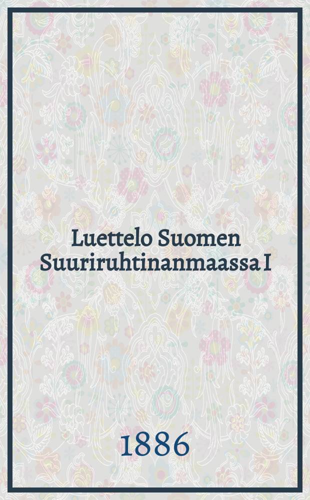 Luettelo Suomen Suuriruhtinanmaassa I/1p 1886 voimassa olevista patenteista