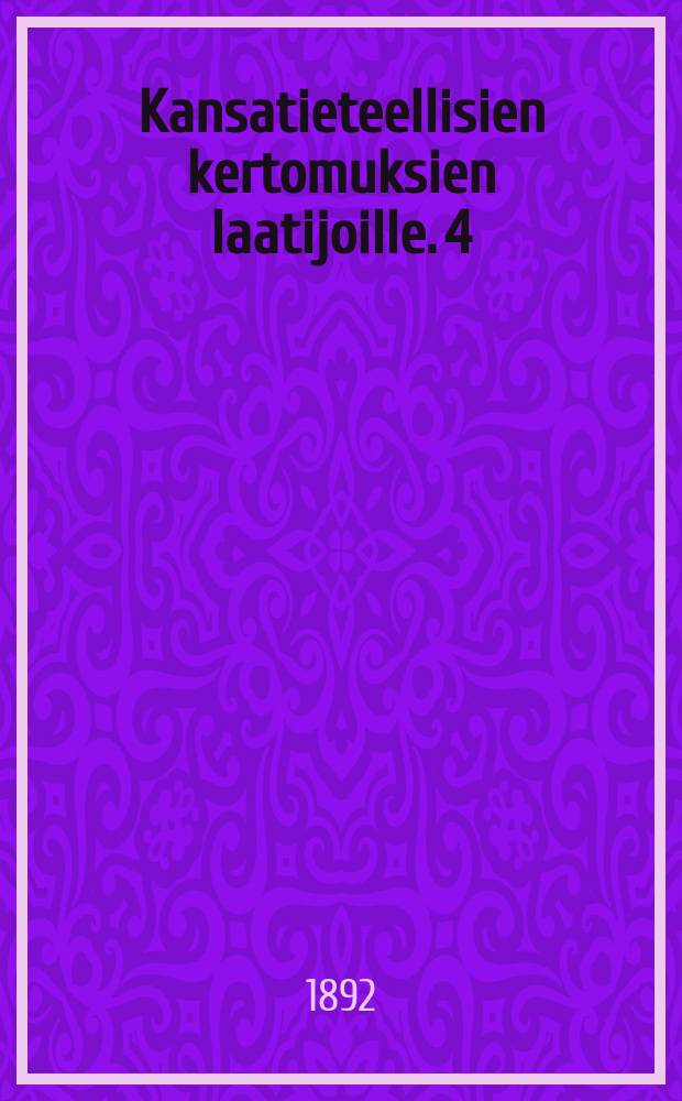 Kansatieteellisien kertomuksien laatijoille. 4(i.e.5) : Maanviljelys