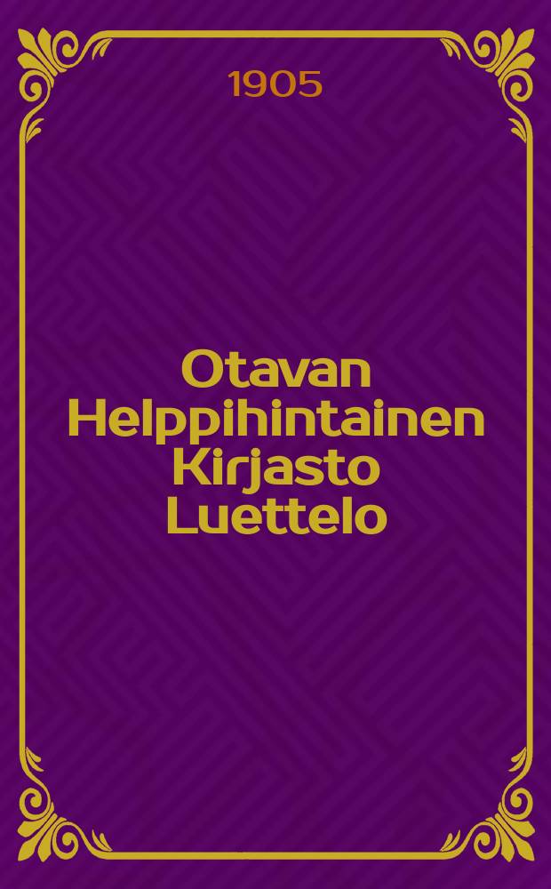 Otavan Helppihintainen Kirjasto Luettelo