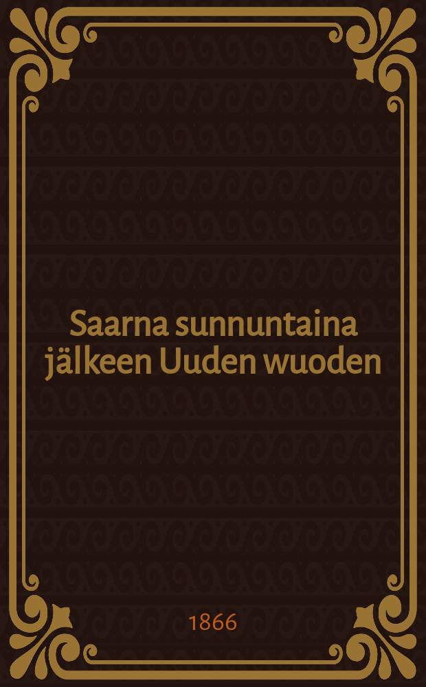 Saarna sunnuntaina jälkeen Uuden wuoden