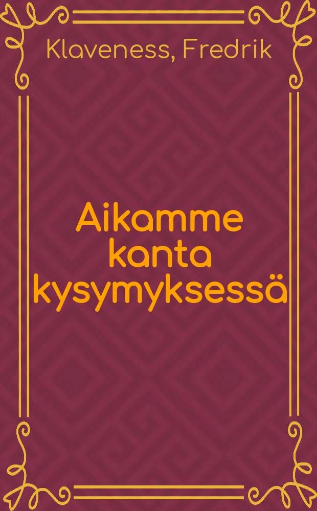 Aikamme kanta kysymyksessä: Sukupuolista puhtautta nuoruusvuosinavai eikö? : esitelmä