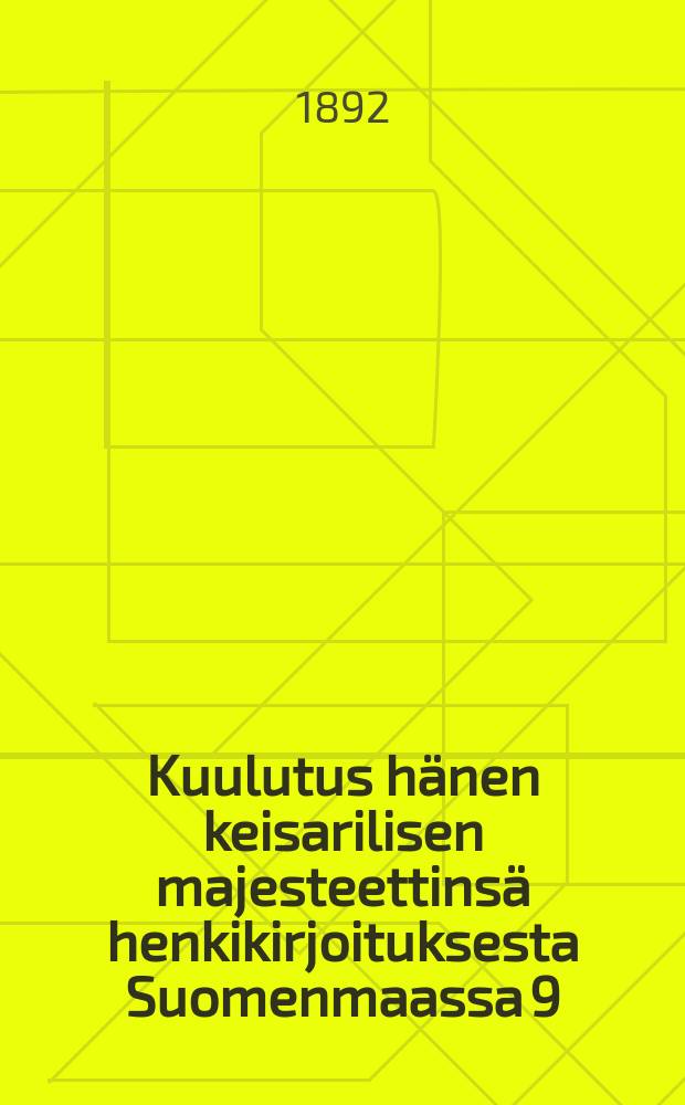 Kuulutus hänen keisarilisen majesteettinsä henkikirjoituksesta Suomenmaassa 9/XII 1878