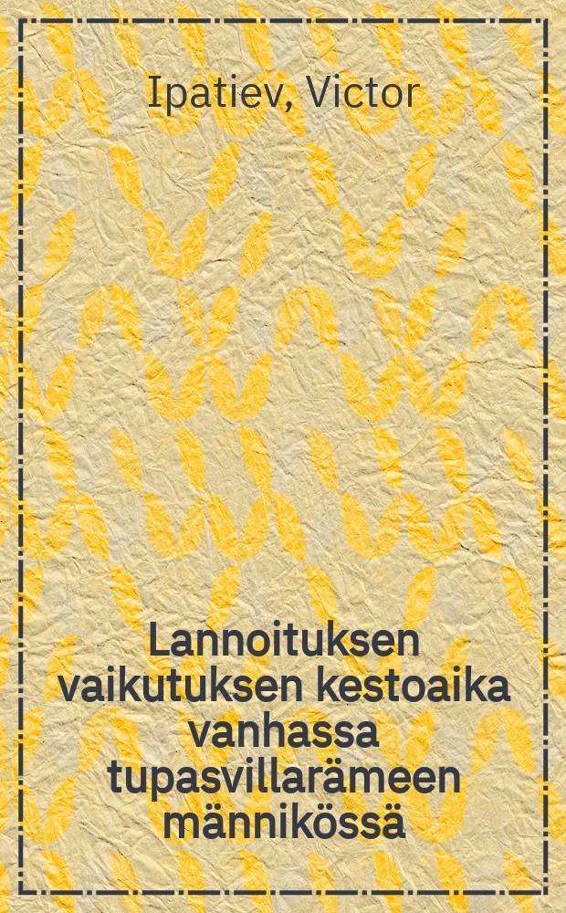 Lannoituksen vaikutuksen kestoaika vanhassa tupasvillarämeen männikössä = Duration of the effect of fertilization in an old pine stand on a cotton grass pine swamp