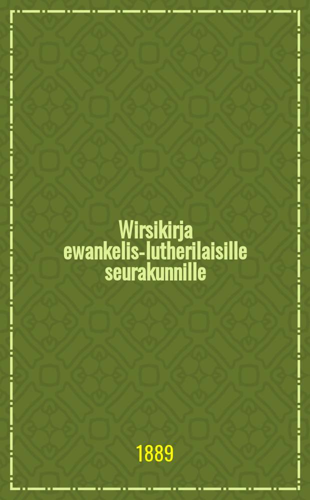 Wirsikirja ewankelis-lutherilaisille seurakunnille