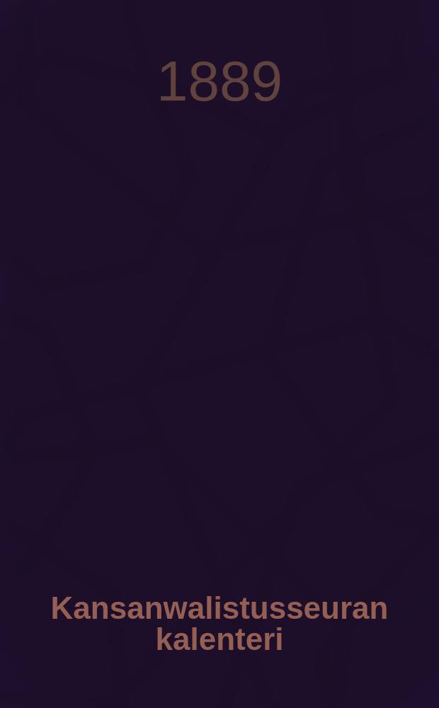 Kansanwalistusseuran kalenteri : 1881-1920,1925. Г.10:й,1890