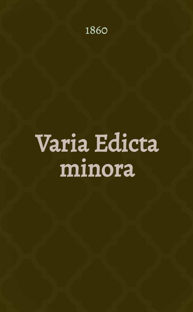 Varia Edicta minora