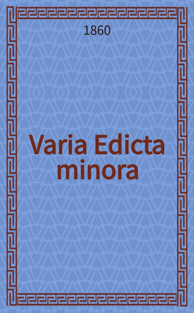 Varia Edicta minora