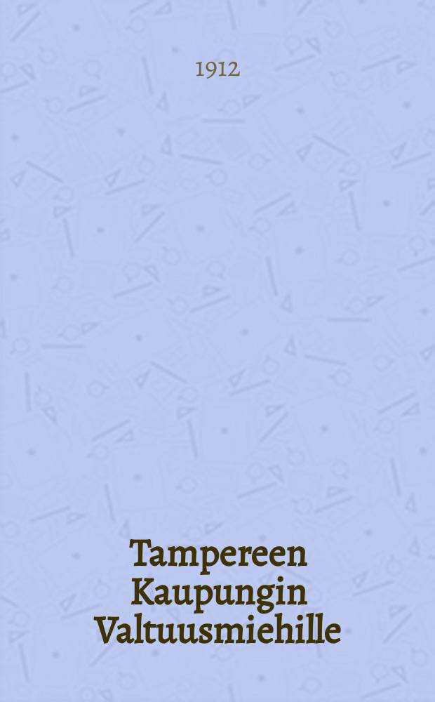 Tampereen Kaupungin Valtuusmiehille : Saamme täten anoa vahvistusta tekemallemme Kaksioiskappaluna mukanaseuraalle piirustukselle maanalaisia telefoonijohtoja varten..