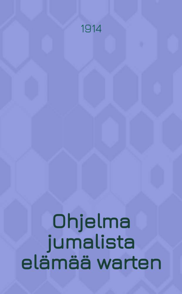 Ohjelma jumalista el&auml;m&auml;&auml; warten : Suomennos Wen&auml;g&ouml;n Kiel