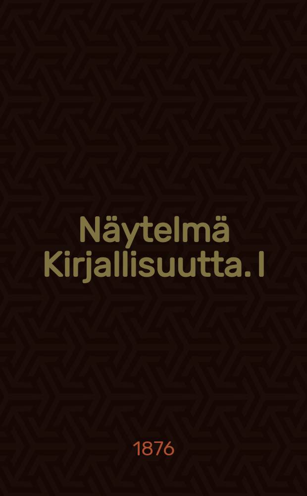 Näytelmä Kirjallisuutta. I:n wihko : Riita-asia
