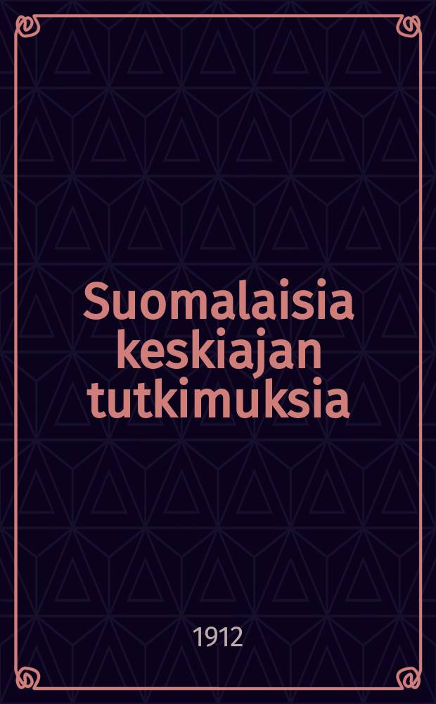 Suomalaisia keskiajan tutkimuksia : veroja, laitoksia,virkamiehiä = Общественно историческое исследование средних веков в Финляндии