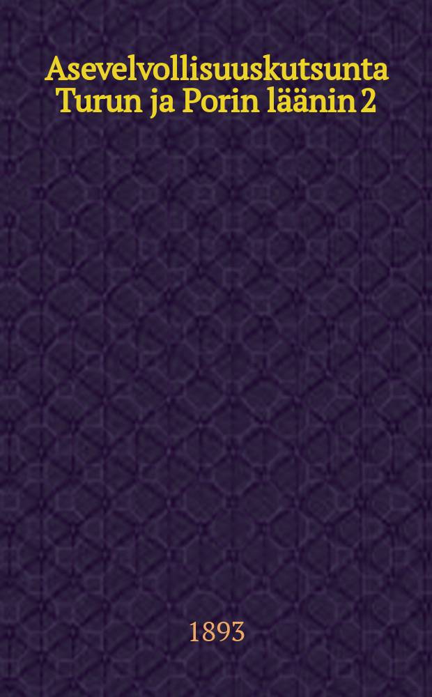 Asevelvollisuuskutsunta Turun ja Porin l&auml;&auml;nin 2:ssa piirikunnassa. V.1893