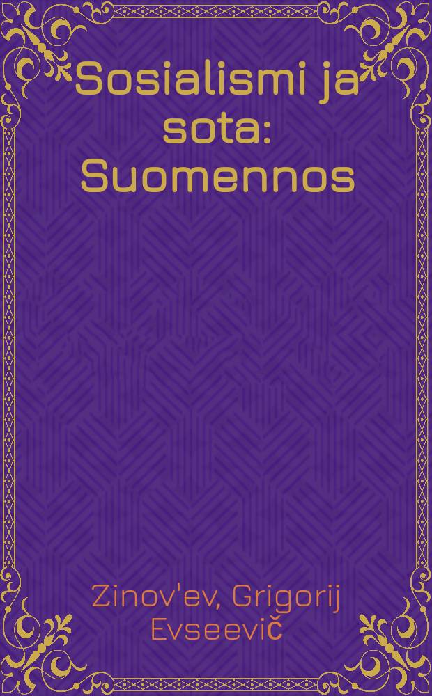 Sosialismi ja sota : Suomennos