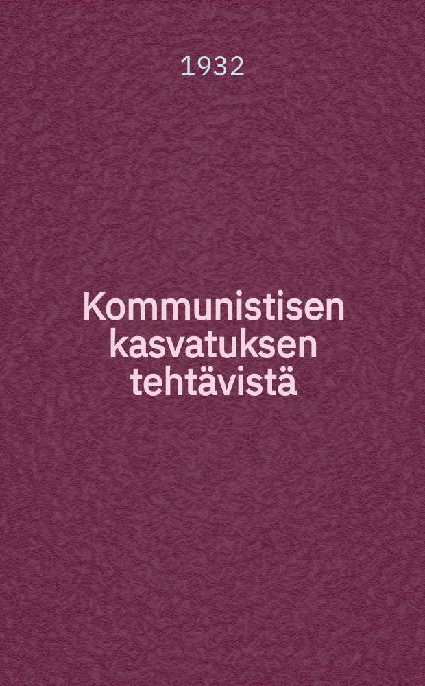 Kommunistisen kasvatuksen tehtävistä : (selostus nuorten sotivien jumalattomien ja nuorten Mopr:in ystävien yleisliittoa käsittelevässä konferensissa toukokuun 23 p. v.1931)