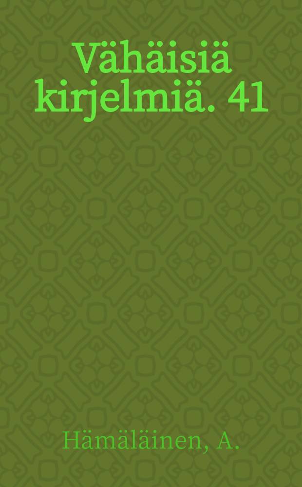 Vähäisiä kirjelmiä. 41 : Viisaan tiedot Pyhästä Tapanista ja syrjääneistä