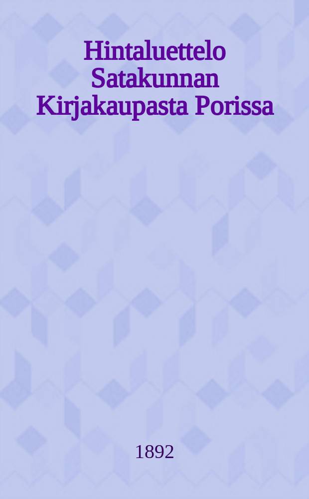 Hintaluettelo Satakunnan Kirjakaupasta Porissa