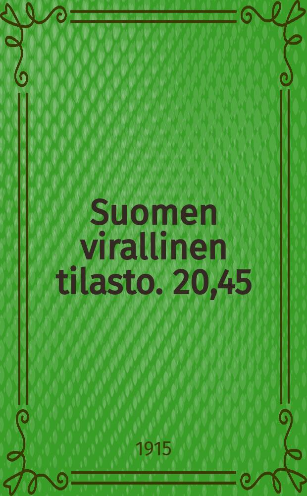 Suomen virallinen tilasto. 20,45 : Rautatietilasto