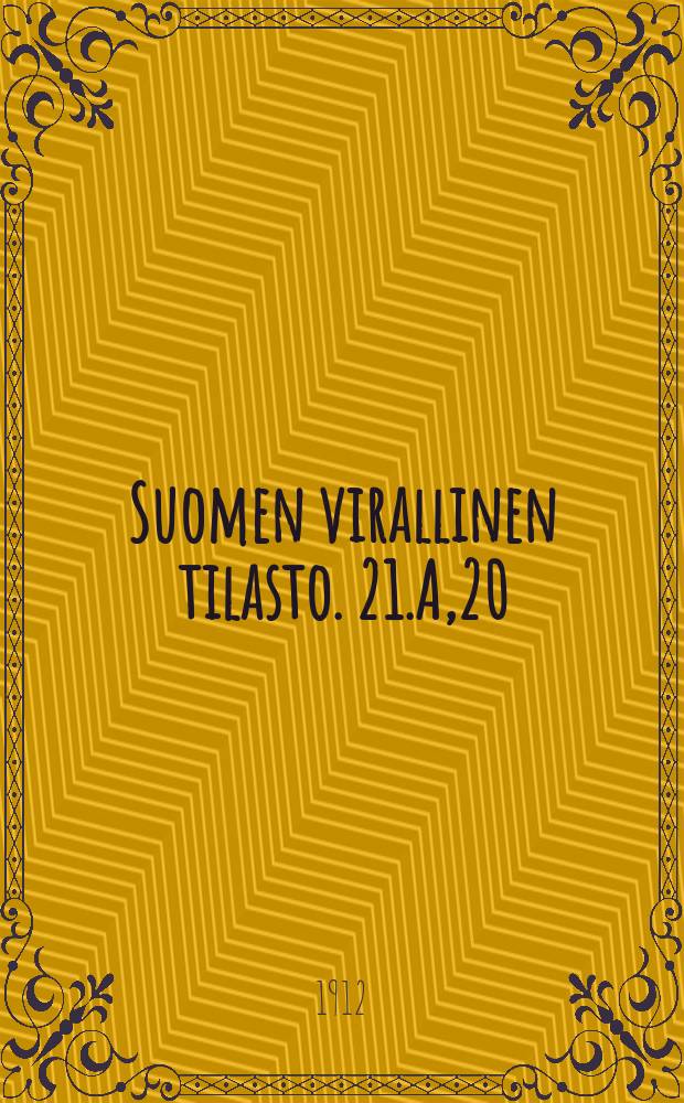 Suomen virallinen tilasto. 21.A,20 : Köyhäinhoito-tilasto