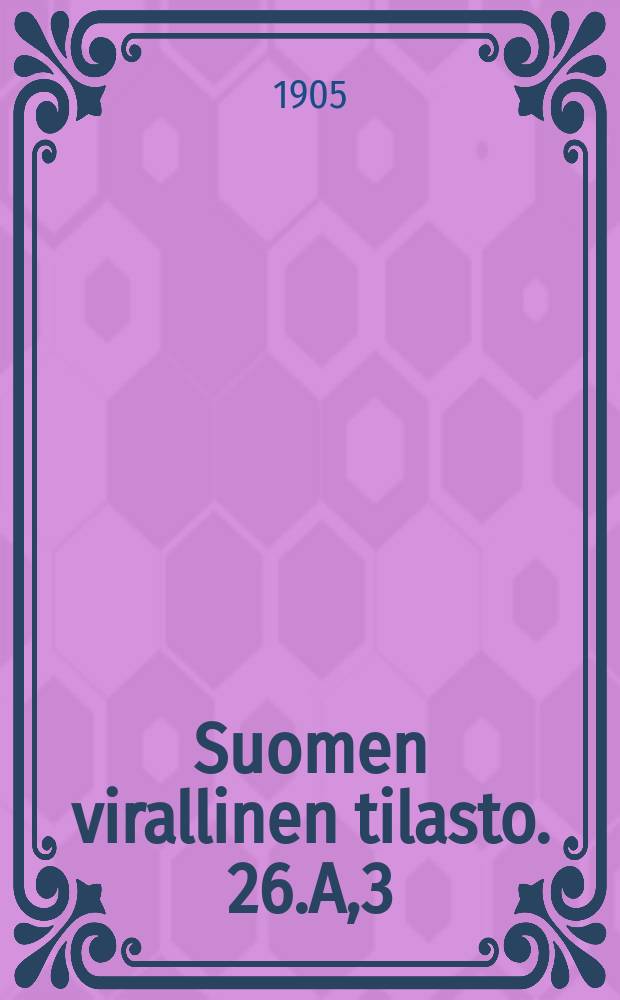Suomen virallinen tilasto. 26.A,3 : Tyätilasto