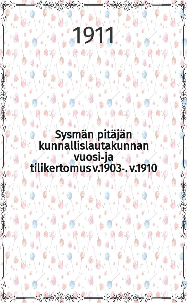 Sysmän pitäjän kunnallislautakunnan vuosi-ja tilikertomus v.1903-. v.1910