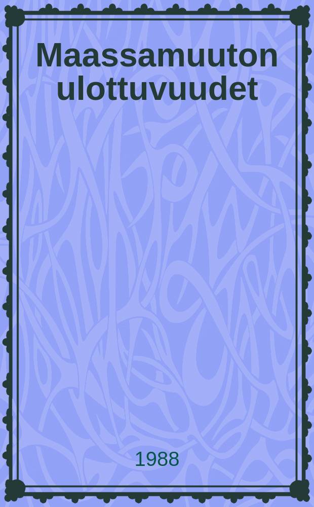 Maassamuuton ulottuvuudet : Yksil&ouml;-, alue- ja yhteiskuntatason tarkastelu Suomessa vuosina 1977-1978 maassamuuttaneista : V&auml;it&ouml;sk. Turun yliopisto