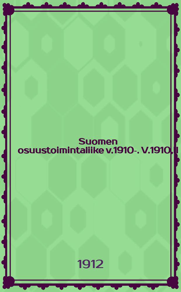 Suomen osuustoimintaliike v.1910-. V.1910,II