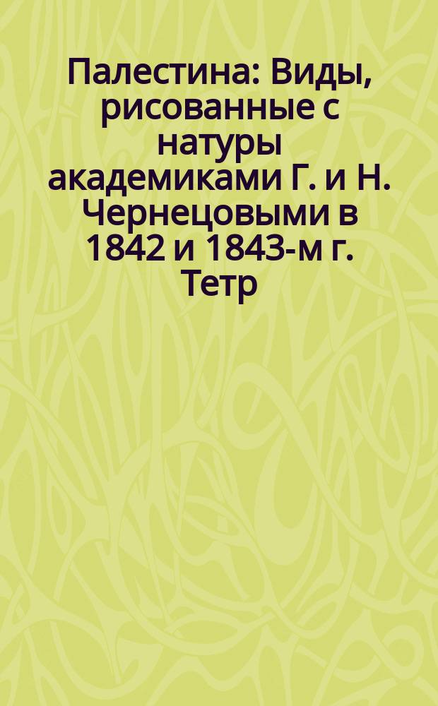 Палестина : Виды, рисованные с натуры академиками Г. и Н. Чернецовыми в 1842 и 1843-м г. Тетр. [1-4]. Тетр. [1]