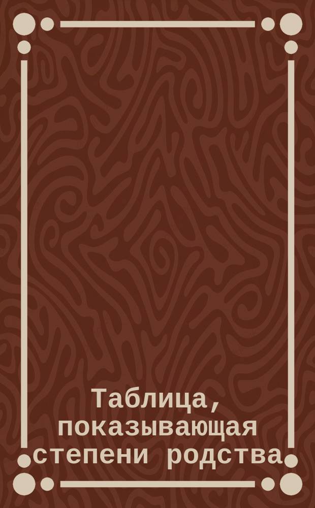 Таблица, показывающая степени родства : Свод. зак. 1857 г. Т. 10 : Зак. гражд. : Прил. к статье 211