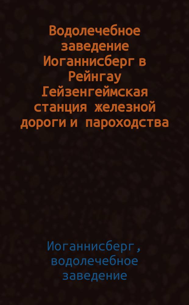 Водолечебное заведение Иоганнисберг в Рейнгау Гейзенгеймская станция железной дороги и пароходства