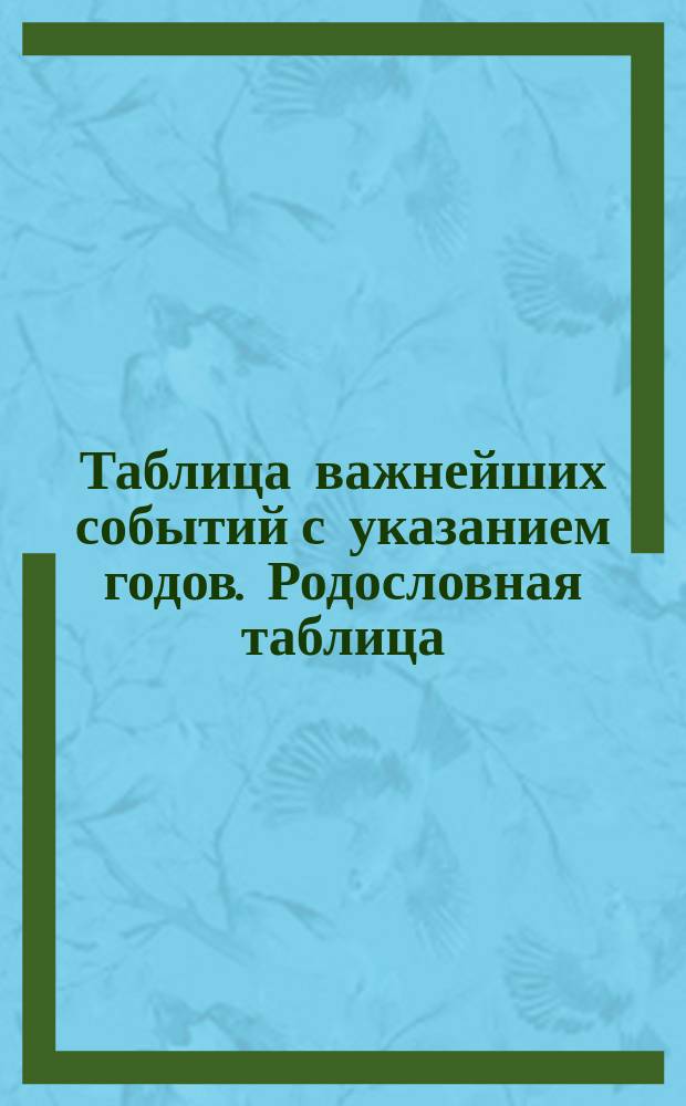 Таблица важнейших событий с указанием годов. Родословная таблица