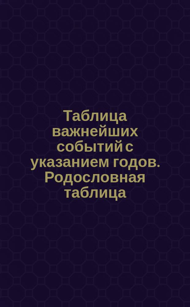 Таблица важнейших событий с указанием годов. Родословная таблица