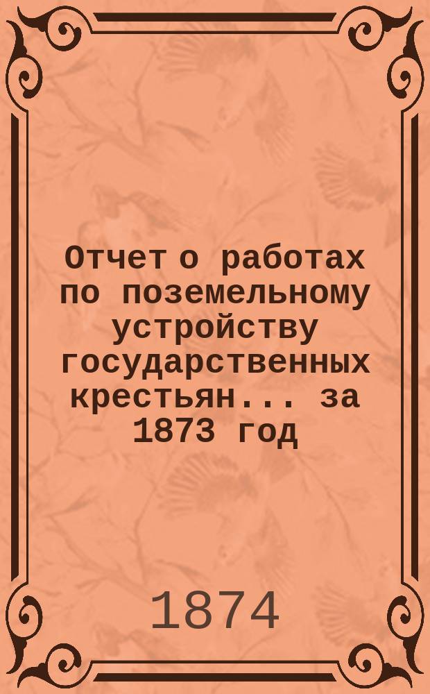 Отчет о работах по поземельному устройству государственных крестьян... за 1873 год