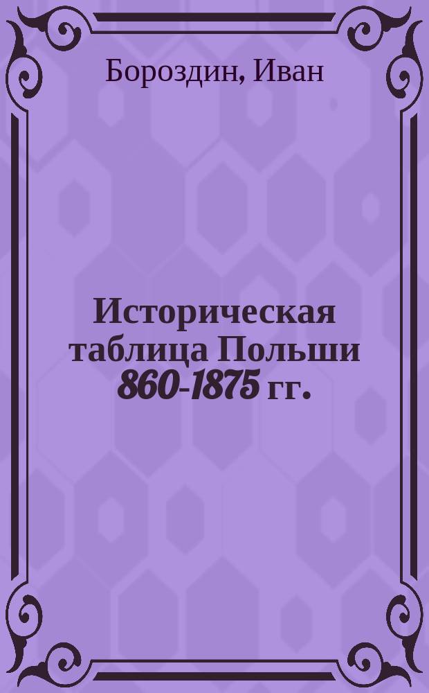 Историческая таблица Польши 860-1875 гг. : Отечеству России посвящают Иван и Александр Бороздины